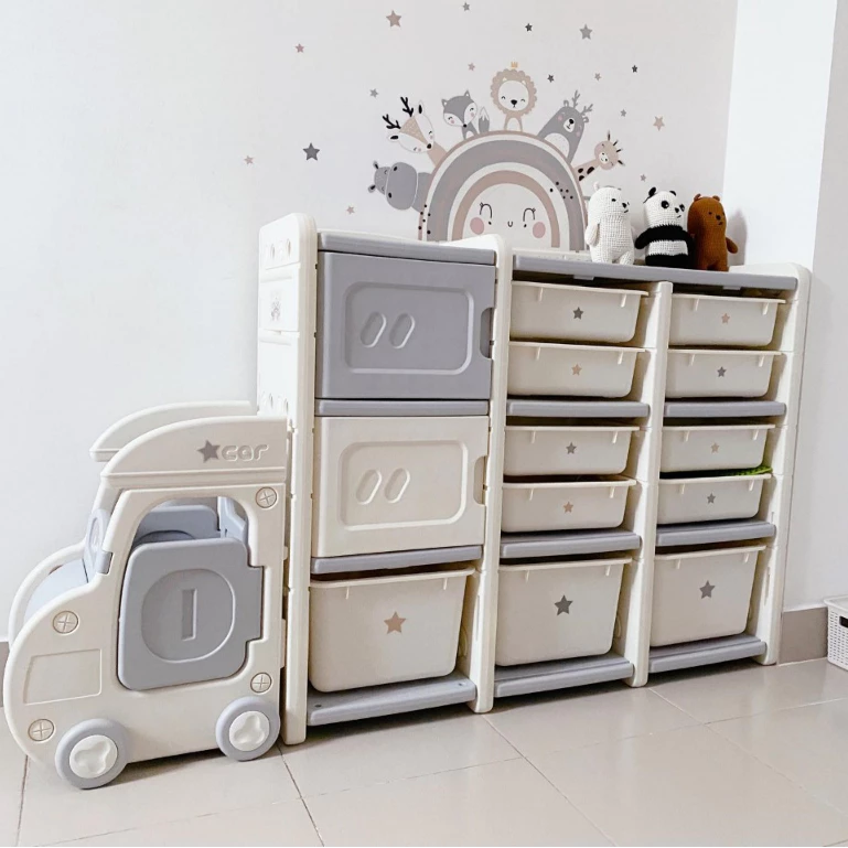 Kệ nhựa để đồ chơi cho bé, nhựa nguyên sinh cao cấp Babypods, đầu xe có thể tháo rời làm xe đẩy - Hình ảnh 7