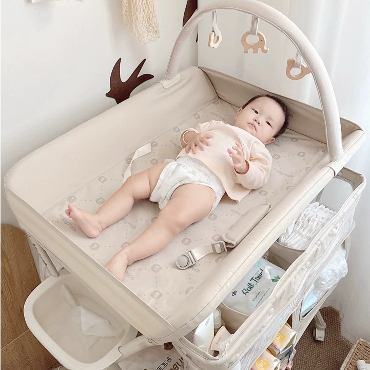 Bàn thay tã, quần áo đa năng di động, xếp gọn, tùy chỉnh độ cao hiệu Babypods (tặng đồ chơi treo) - Hình ảnh 5