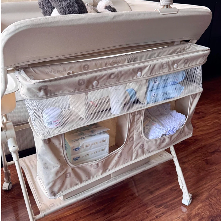 Bàn thay tã, quần áo đa năng di động, xếp gọn, tùy chỉnh độ cao hiệu Babypods (tặng đồ chơi treo) - Hình ảnh 7