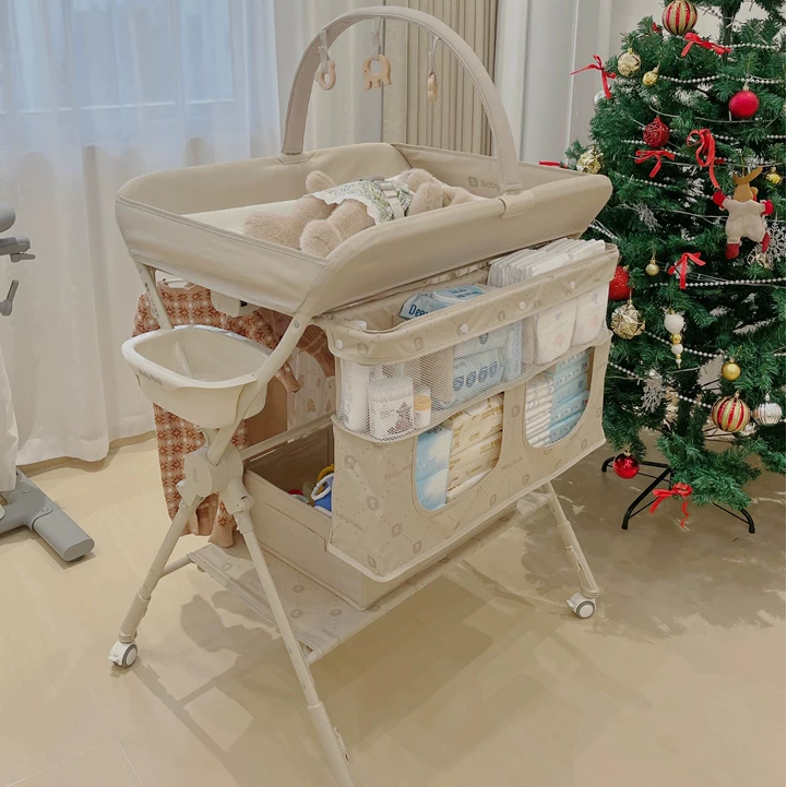 Bàn thay tã, quần áo đa năng di động, xếp gọn, tùy chỉnh độ cao hiệu Babypods (tặng đồ chơi treo) - Hình ảnh 2