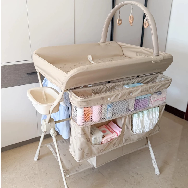 Bàn thay tã, quần áo đa năng di động, xếp gọn, tùy chỉnh độ cao hiệu Babypods (tặng đồ chơi treo) - Hình ảnh 4