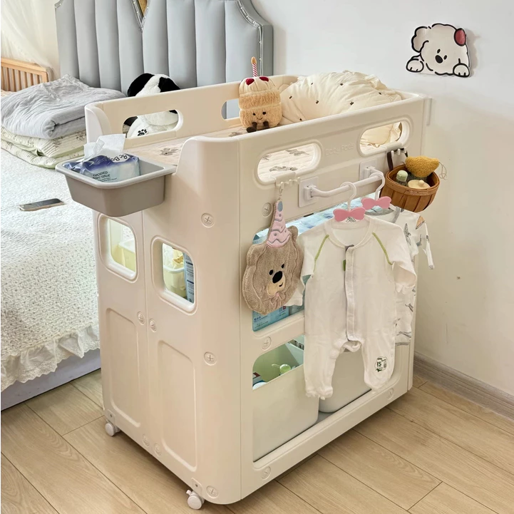 Bàn thay tã, quần áo kết hợp kệ đựng đồ di động cho bé Babypods mẫu Classic (đệm silicone) - Hình ảnh 3