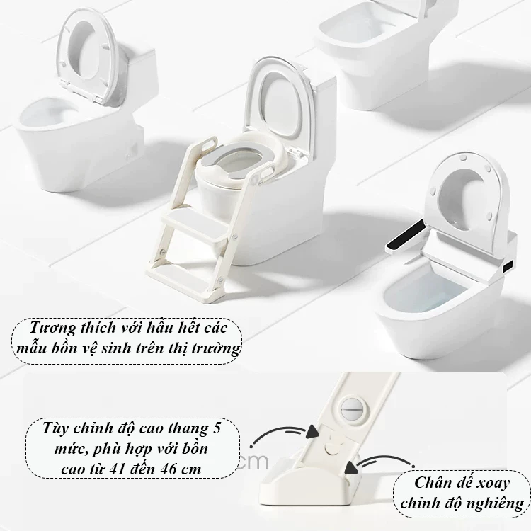 Kệ bậc thang kết hợp bệ ngồi toilet 2in1 cho bé Bapypods, đệm PU mềm mại, tùy chỉnh độ cao 5 mức - Hình ảnh 2