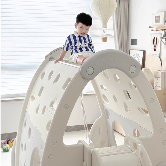 Bộ vận động liên hoàn 5in1 Babypods mẫu Ngôi nhà: Cầu trượt, xích đu, bóng rổ, leo núi, xà đơn - Hình ảnh 4
