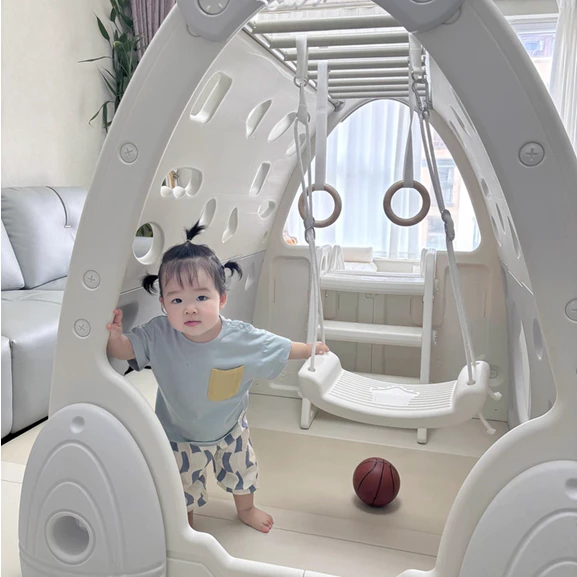Bộ vận động liên hoàn 5in1 Babypods mẫu Ngôi nhà: Cầu trượt, xích đu, bóng rổ, leo núi, xà đơn - Hình ảnh 7