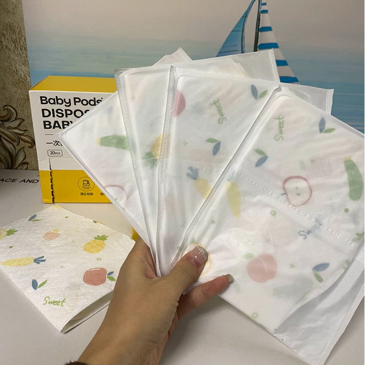 Yếm ăn dặm dùng 1 lần cho bé, vải không dệt ép màng PE chống thấm cao cấp Babypods (1 hộp 20 cái) - Hình ảnh 5
