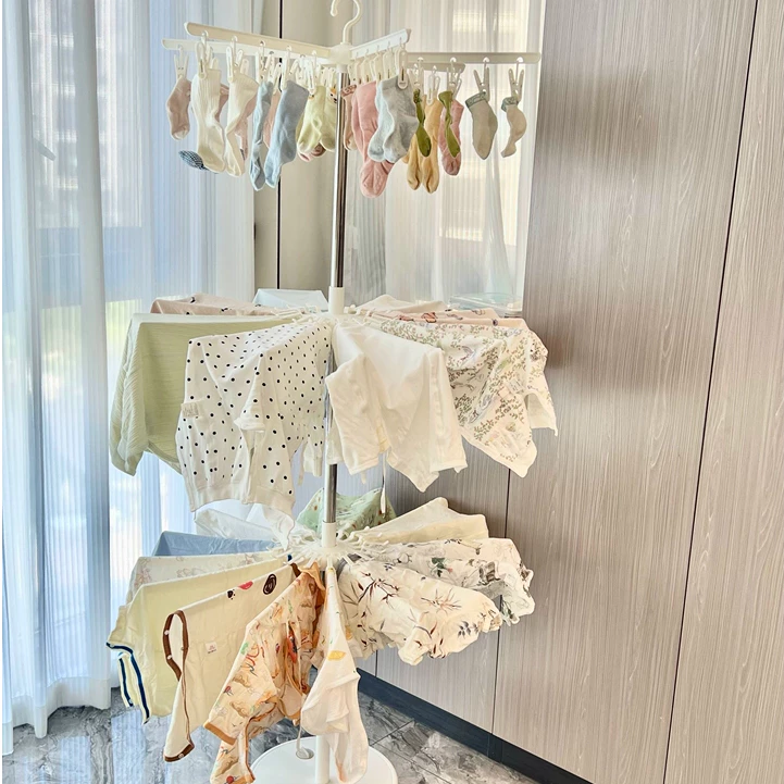 Giá phơi quần áo 3 tầng đa năng xếp gọn, tiện lợi cho bé Babypods, dùng trong nhà và ngoài ban công - Hình ảnh 3