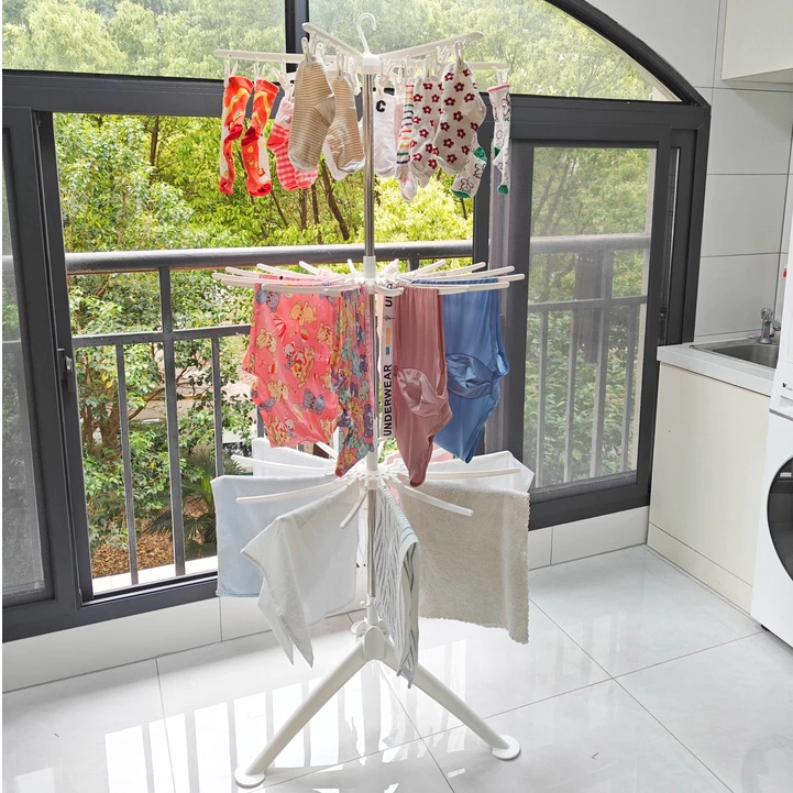 Giá phơi quần áo 3 tầng đa năng xếp gọn, tiện lợi cho bé Babypods, dùng trong nhà và ngoài ban công - Hình ảnh 2