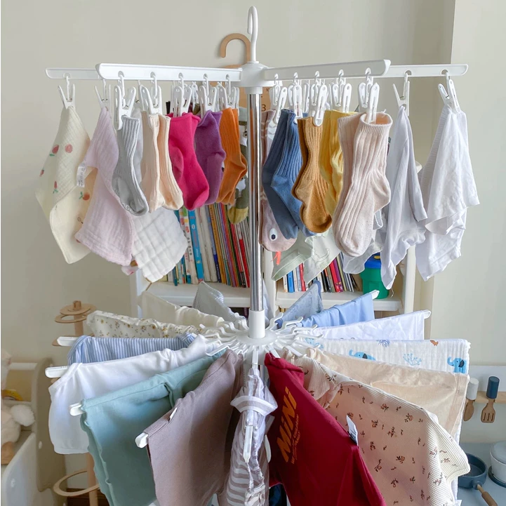 Giá phơi quần áo 3 tầng đa năng xếp gọn, tiện lợi cho bé Babypods, dùng trong nhà và ngoài ban công - Hình ảnh 8