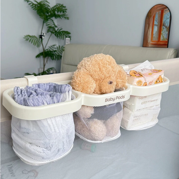Giỏ treo 3 ngăn đa năng Babypods, giỏ treo nôi, giỏ đựng đồ, tã bỉm, đồ dùng cho trẻ sơ sinh - Hình ảnh 6