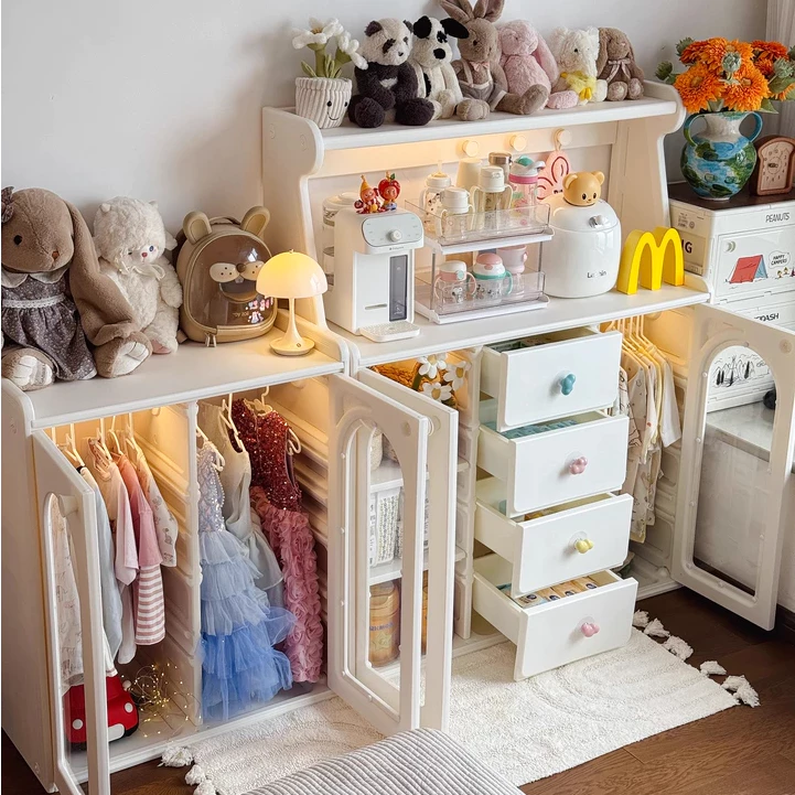 Tủ đựng quần áo, tủ mẹ bỉm, có thanh treo đồ Hobbytree, mặt sau kín chống bụi, cánh tủ nhựa acrylic - Hình ảnh 7