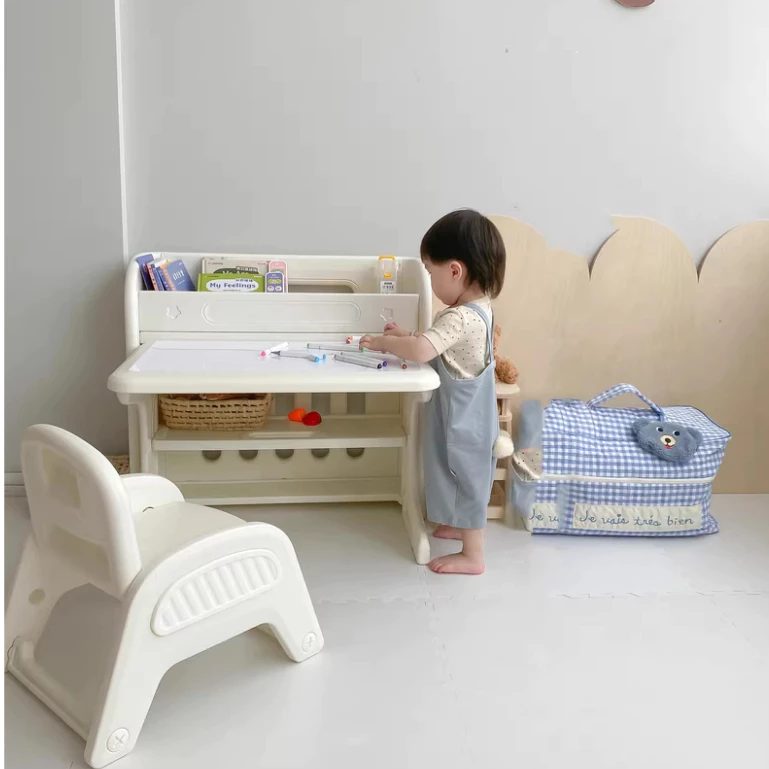 Bộ bàn học kết hợp bảng vẽ, kệ sách đa năng xếp gọn hiệu Babyviva - Hình ảnh 8