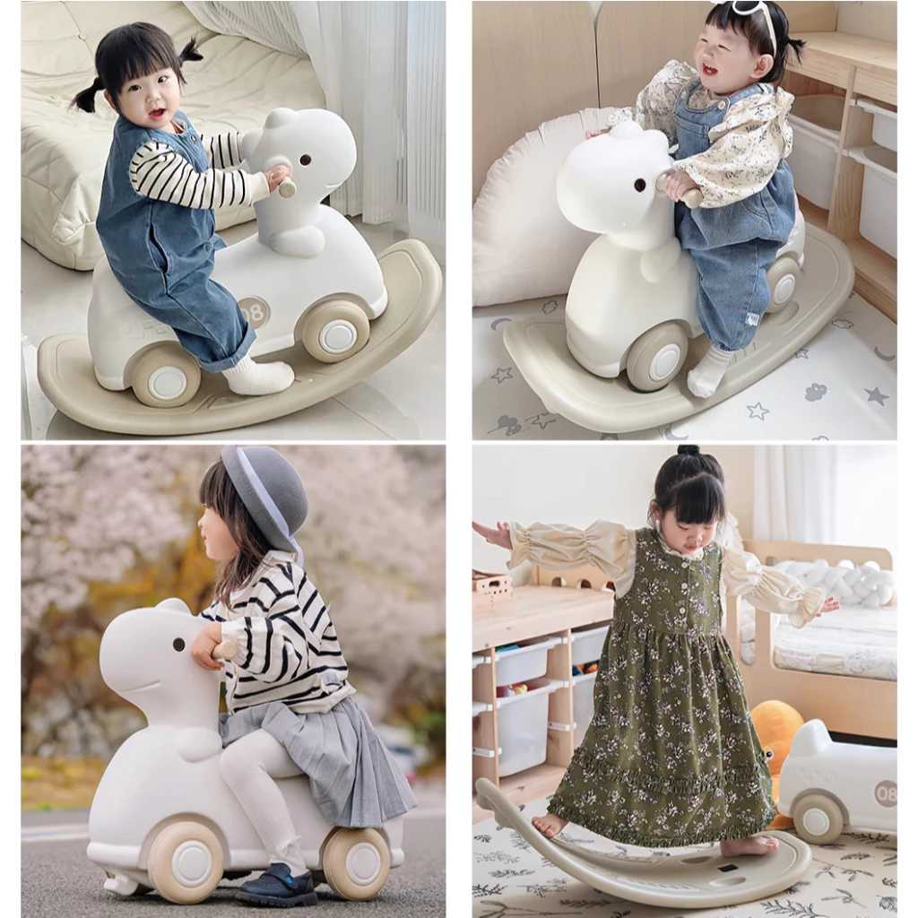 Ngựa bập bênh kết hợp chòi chân, ván thăng bằng nguyên sinh cao cấp 3IN1 Babyviva - Hình ảnh 2
