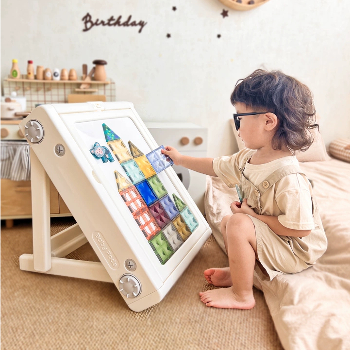 Bộ bàn vẽ kết hợp bàn lego đa chức năng xếp gọn Babypods, hít được nam châm, tặng bút màu, xóa bảng - Hình ảnh 7