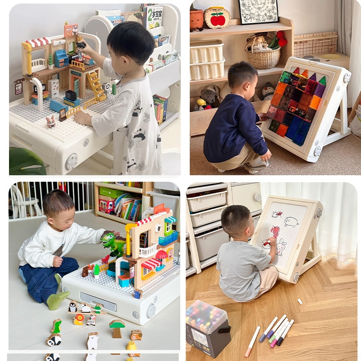 Bộ bàn vẽ kết hợp bàn lego đa chức năng xếp gọn Babypods, hít được nam châm, tặng bút màu, xóa bảng - Hình ảnh 3